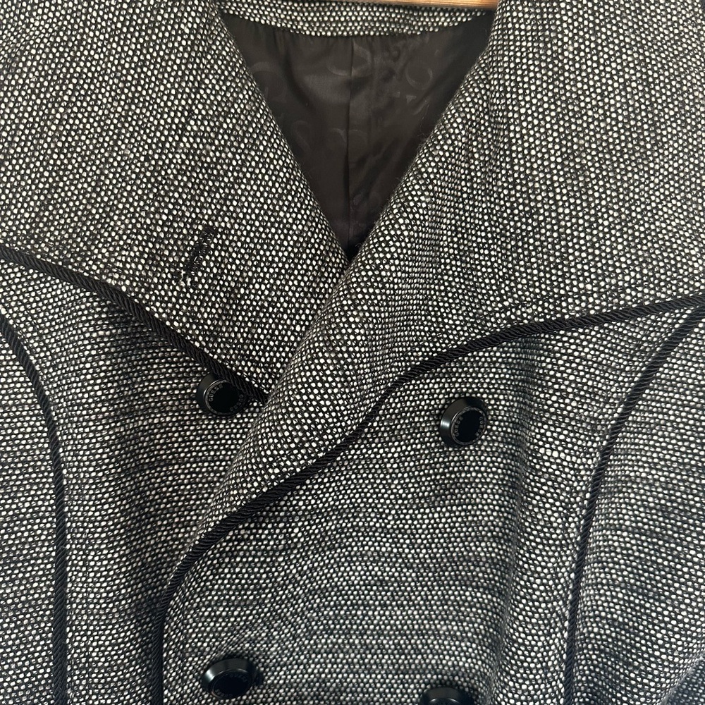 GUESS Women's Black Gray Double-Breasted Coat Water Resistant Large - Picture 2 of 10